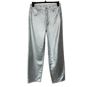 Universal Thread SZ 4R 90's Baggy Jeans Shiny Silver Hi-Rise 100% Cotton New